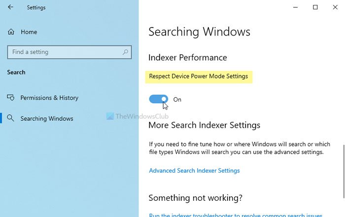 How to enable or disable Respect Device Power Mode Settings