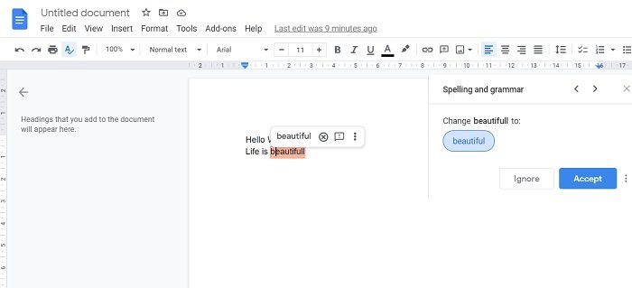 Google Docs Spellcheck stops working