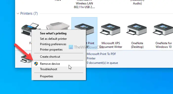 How to show or hide Microsoft Print to PDF printer in Windows 10
