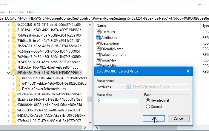 How to show or hide Minimum and Maximum processor state in Power Options