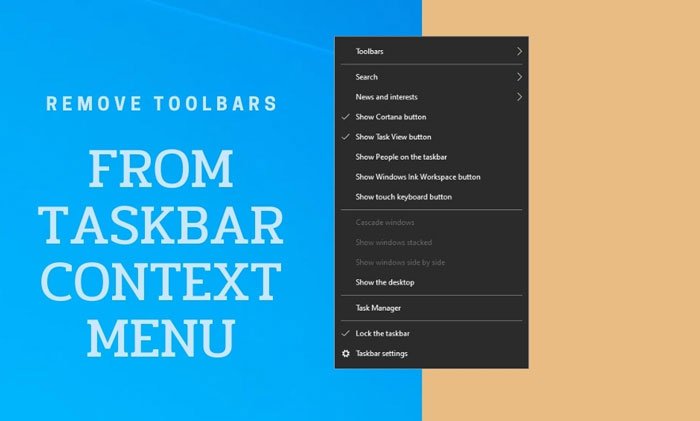 How to show or hide Toolbars option in Taskbar right-click menu