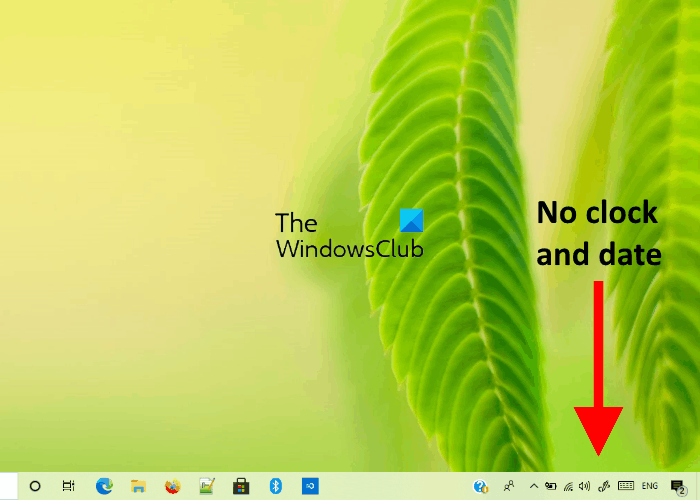 time disappeared from taskbar windows 10