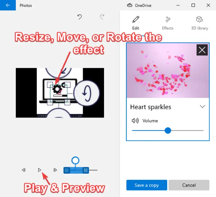 How to add 3D effects and animated text in Windows 10 Photos app