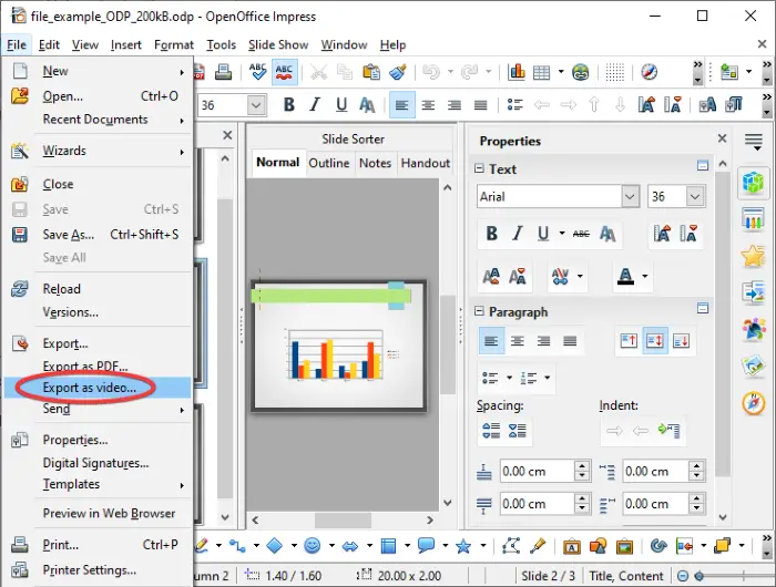 Convert OpenDocument Presentation to Video in OpenOffice