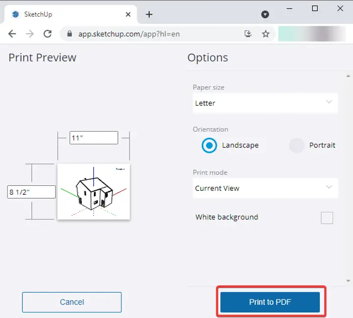 Convert SketchUp to PDF