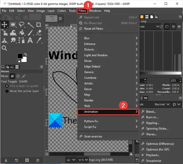 How to create a transparent GIF with GIMP in Windows 11/10