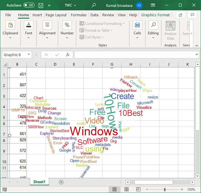 Create Word Cloud in Excel