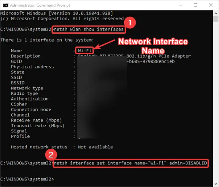 disable WiFi using CMD or Powershell