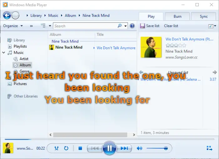 Download and View Lyrics Songs in Windows Media Player