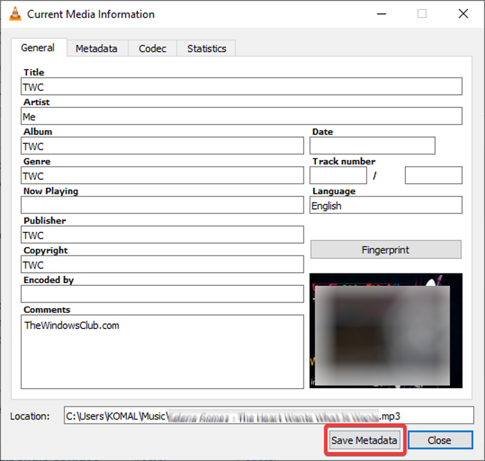 How to edit Audio or Video Metadata Tags in VLC media player