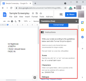 screenplay format google docs screenplay format google docs
