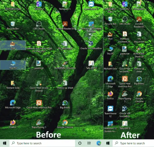 desktop icon spacing messed up