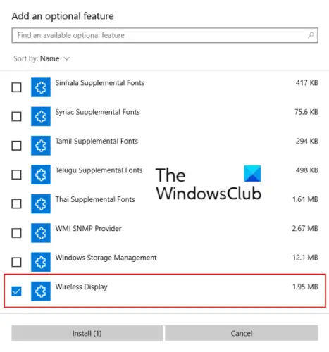 install wireless display feature 1