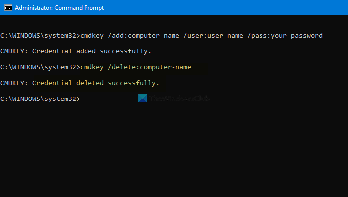 How to manage or delete credentials from Credential Manager using Command Prompt