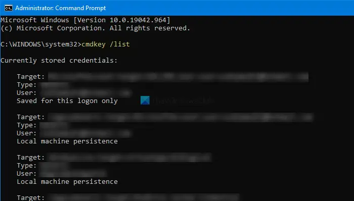 How to manage or delete credentials from Credential Manager using Command Prompt