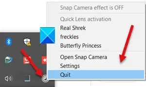 Quit Snap Camera