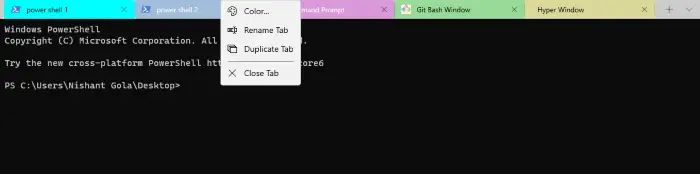 rename color duplicate tabs windows terminal