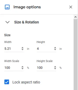 resize image in google docs