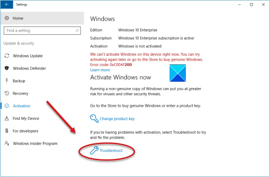 Troubleshoot Activation Error