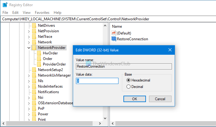 How to turn on or off Could not reconnect all network drives notifications