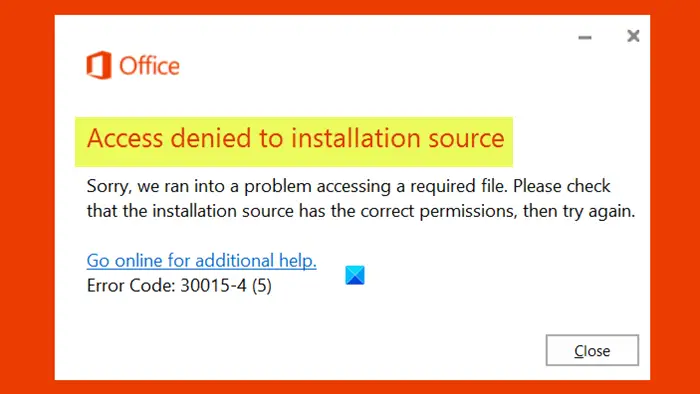 Access denied to installation source - Microsoft Office error