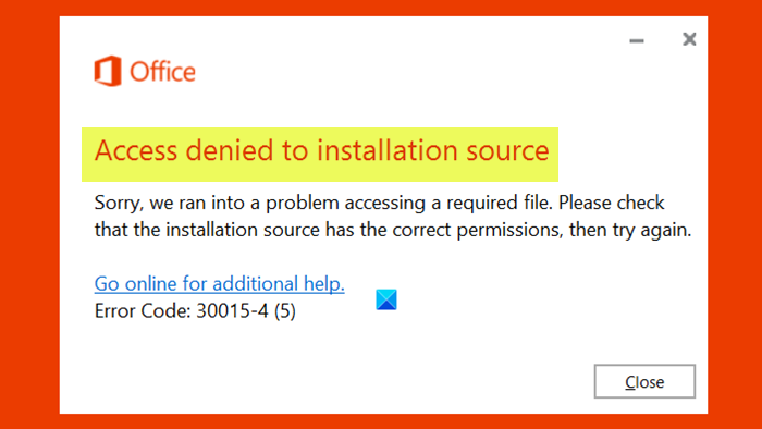 Access denied to installation source - Microsoft Office error