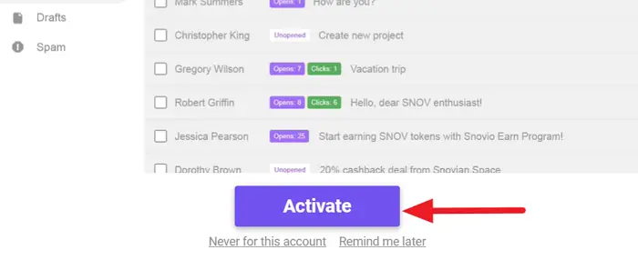 Activate Email Tracker