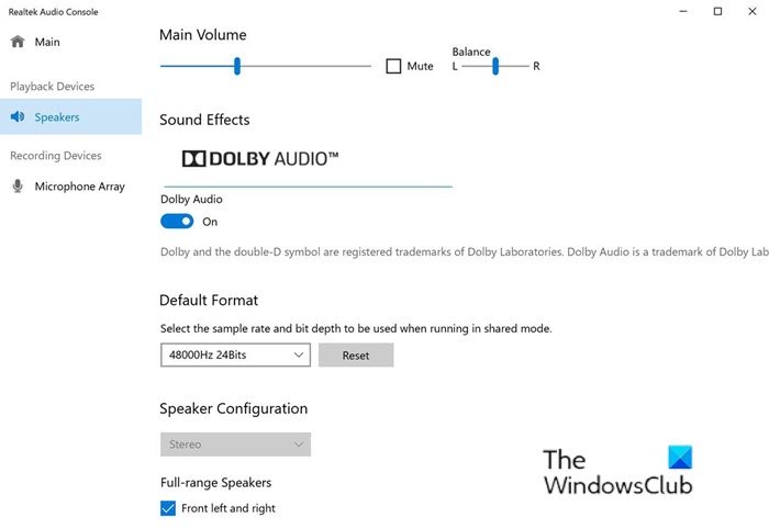 Adjust Surface Omnisonic Speakers settings