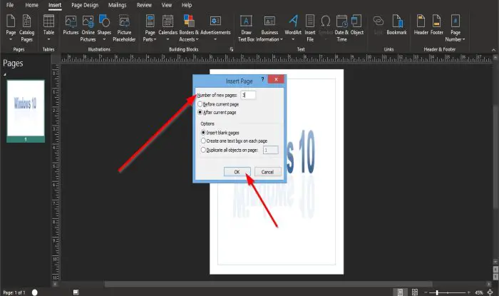 How to use the Page Options in Microsoft Publisher