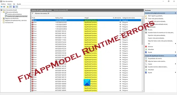 AppModel Runtime errors