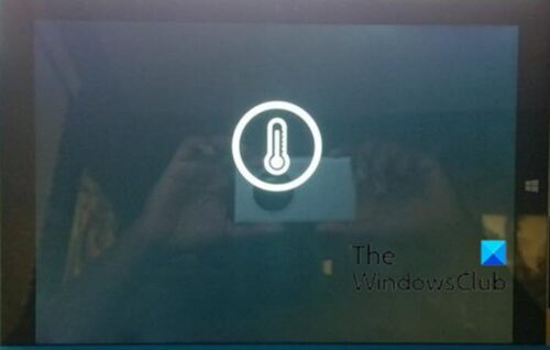 Black screen with thermometer icon on Surface device
