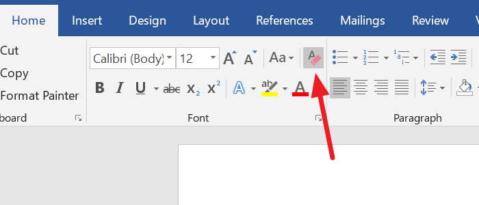 Clear Formatting in Word document