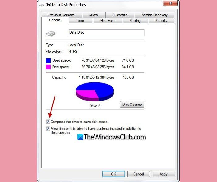 Compress Files, Folder, Drive in Windows