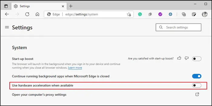 Enable Hardware Acceleration Edge