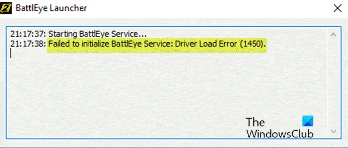 Failed to initialize BattlEye Service: Driver load error