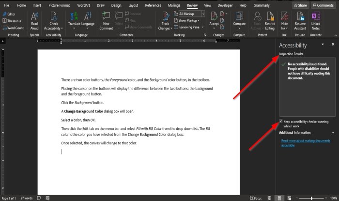 Accessibility Checker in Microsoft Office