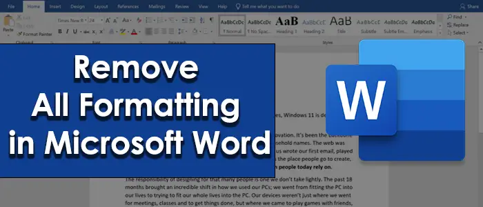 Remove Formatting in Word