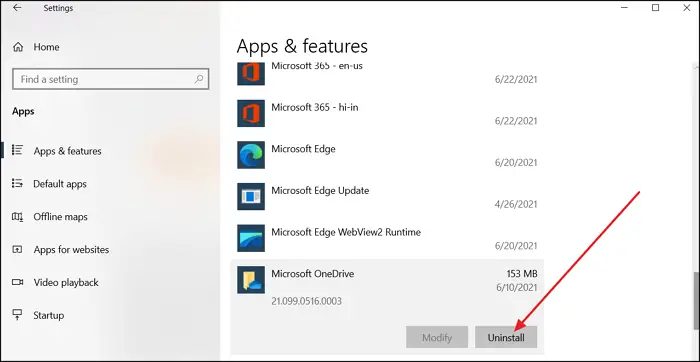 Remove OneDrive Windows