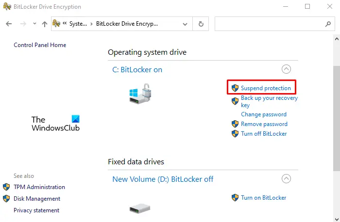 Disable or Suspend BitLocker