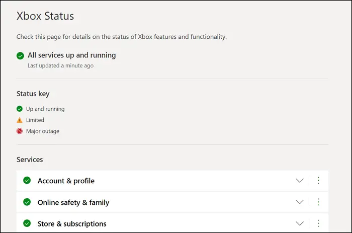 Xbox Service Status