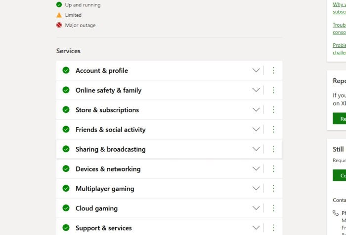 Xbox Status page