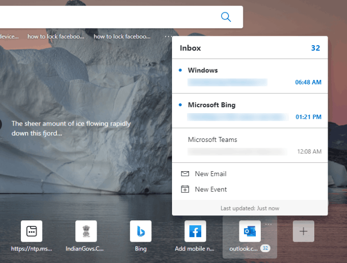 How to add Outlook Smart Tile to New Tab Page in Edge - 14