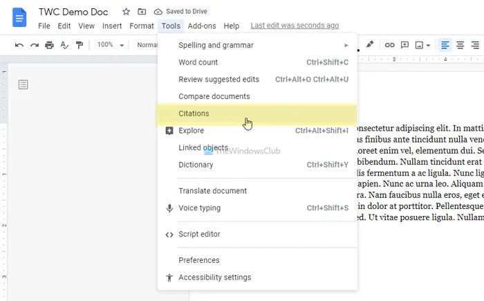 How to add citations and references in Google Docs