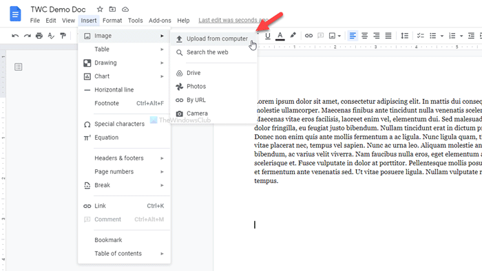 How to add handwritten signature in Google Docs using image