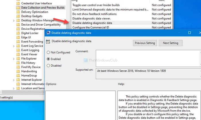 How to allow or prevent users from deleting diagnostic data in Windows 10