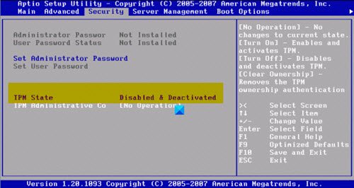 Alert! TPM device is not detected change TPM