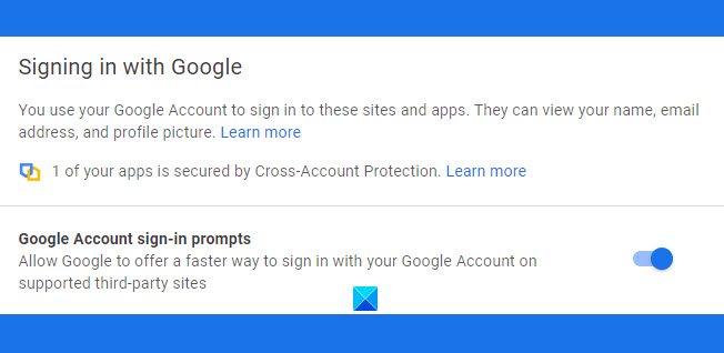 Disable Sign in with Google or Move to Google Account