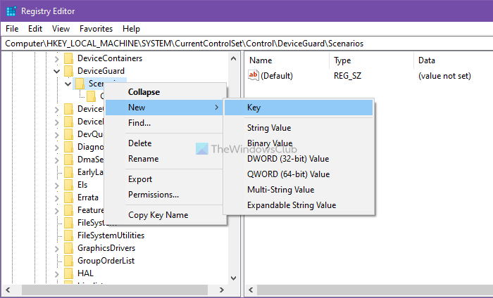 Enable to disable Core isolation Memory integrity using Registry Editor