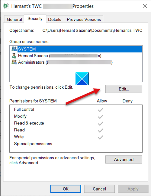 Excel File Properties