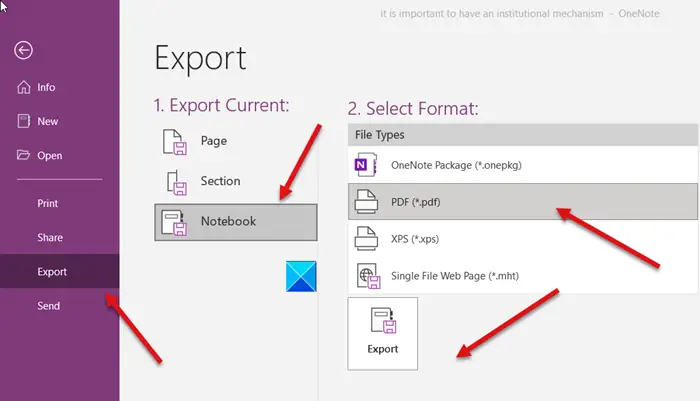 Convert OneNote to Word or PDF